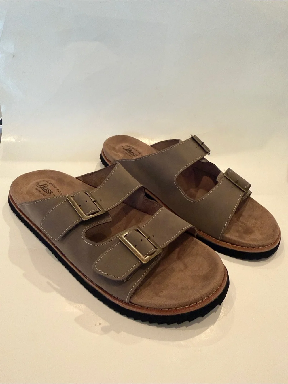 NWT Bass Asher Mocha Double-Buckle Slide Sandals Size 13